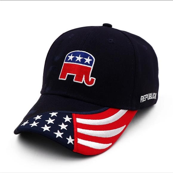 🇺🇸🐘Nicely Embroidered Republican Elephant Logo Stars & Stripes Adjustable Cap - Picture 1 of 9